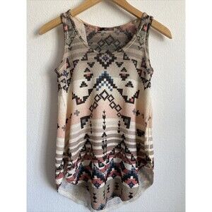Gaze USA Tank Top Southwestern Western Design Knit Top Made in USA Sz XS